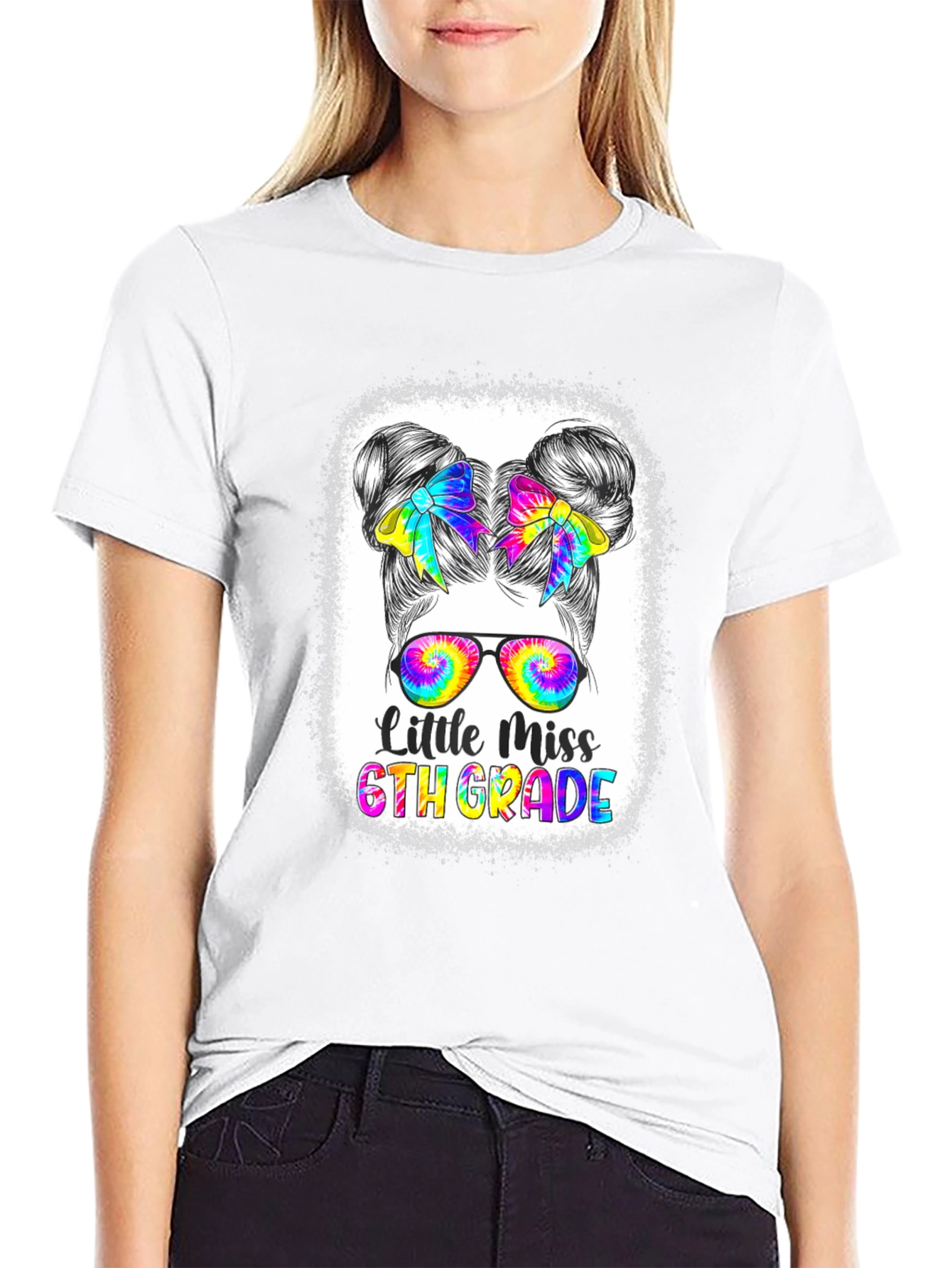 Little Miss 6th Grade Tie-Dye Graphic T-Shirt