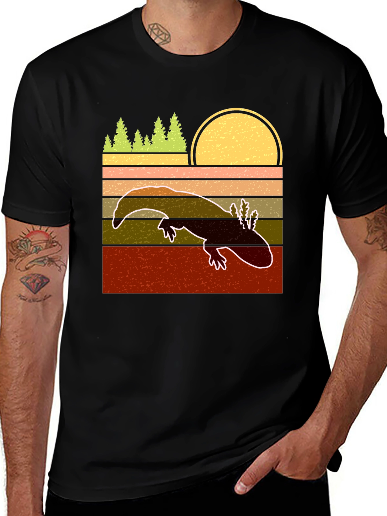 Axolotl Retro Sunset T-Shirt