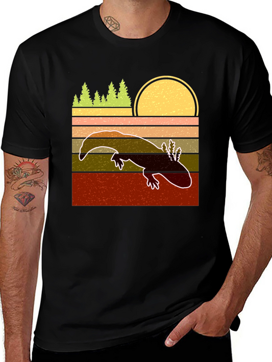 Axolotl Retro Sunset T-Shirt