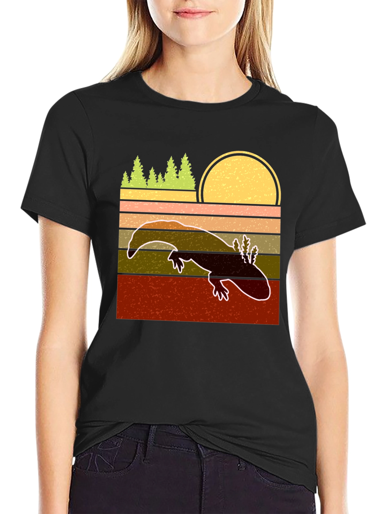 Axolotl Retro Sunset T-Shirt
