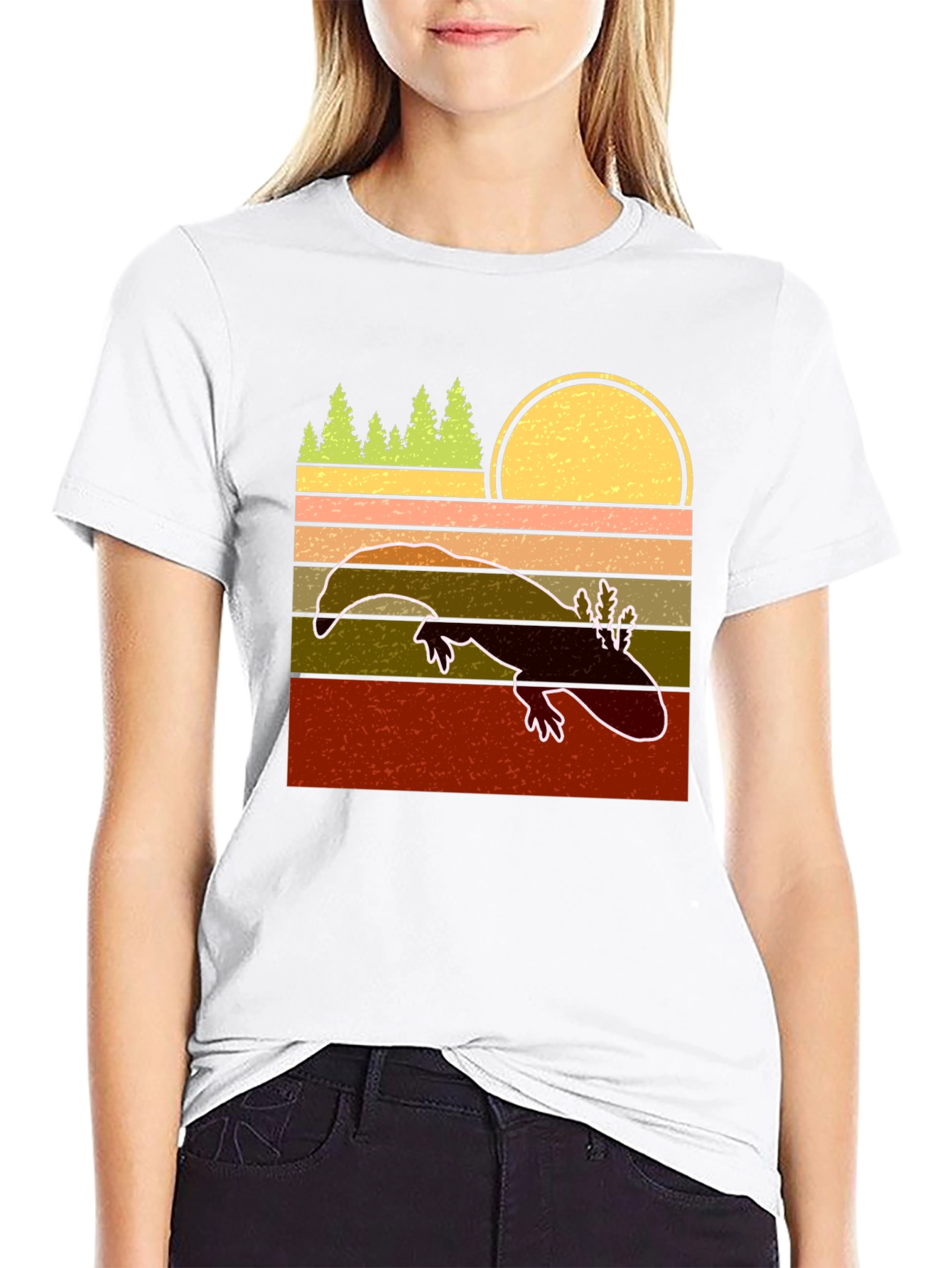 Axolotl Retro Sunset T-Shirt