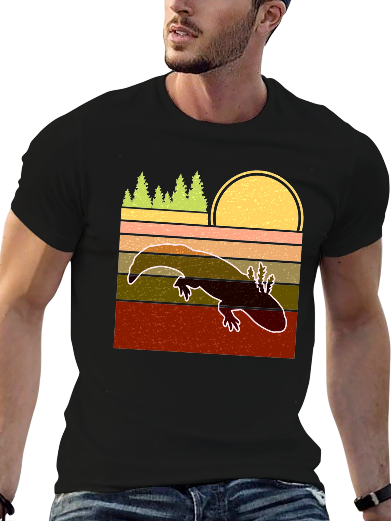 Axolotl Retro Sunset T-Shirt