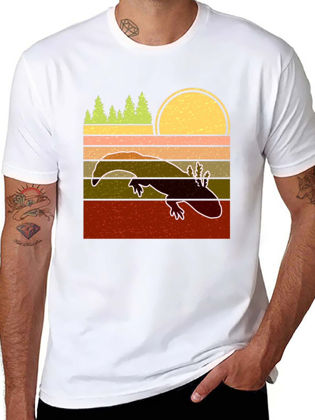 Axolotl Retro Sunset T-Shirt