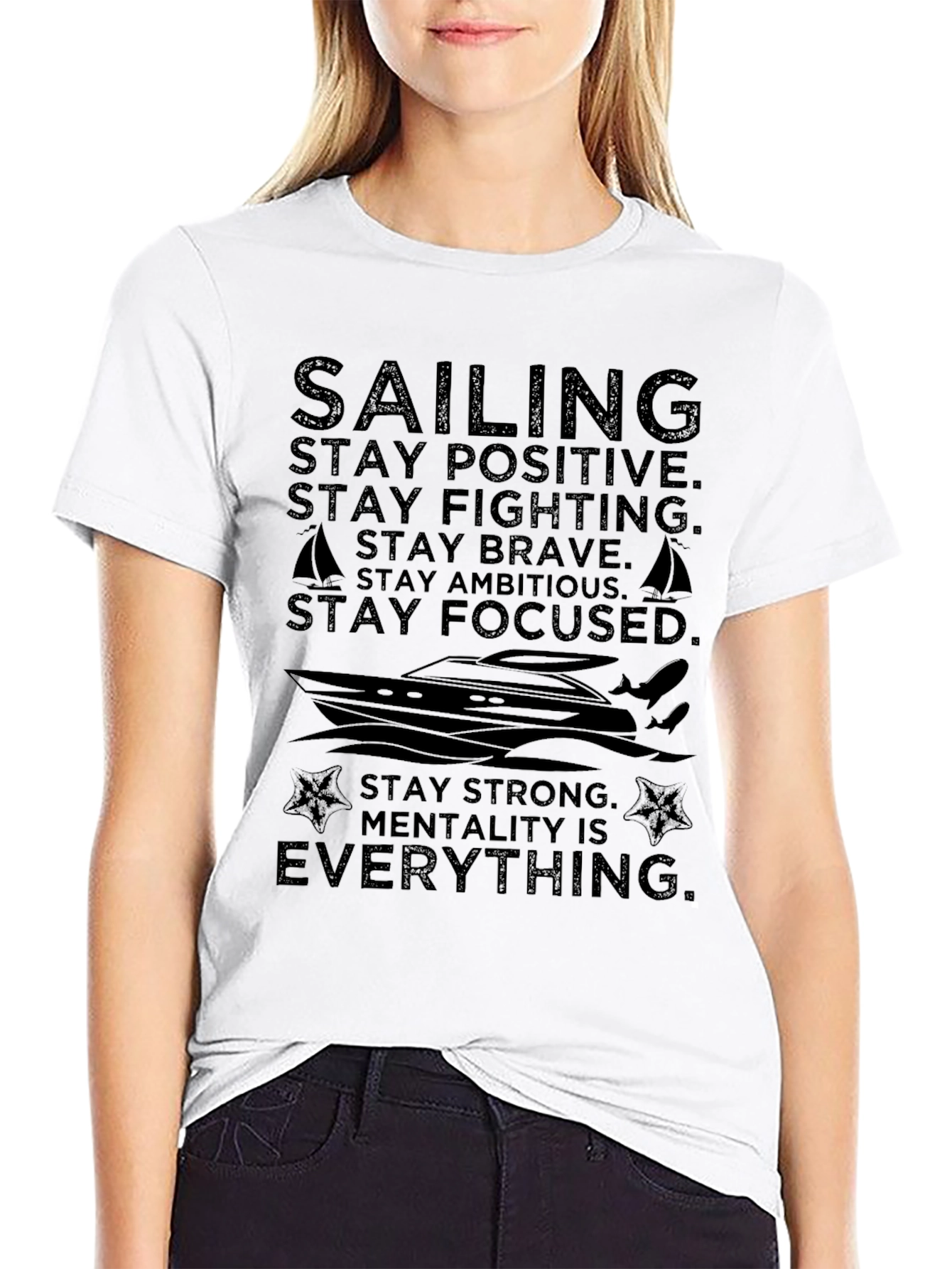 Sailing Motivational Quote Black T-Shirt