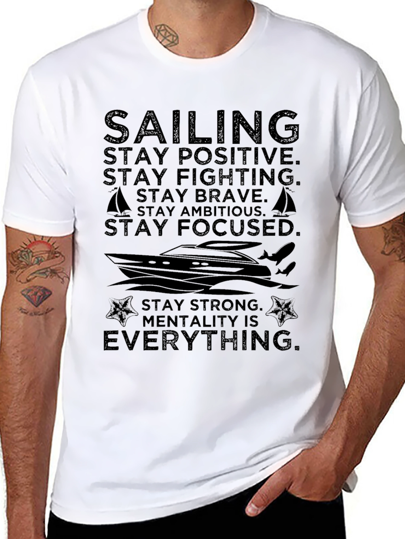 Sailing Motivational Quote Black T-Shirt