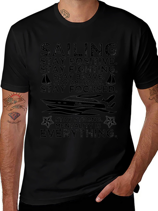 Sailing Motivational Quote Black T-Shirt