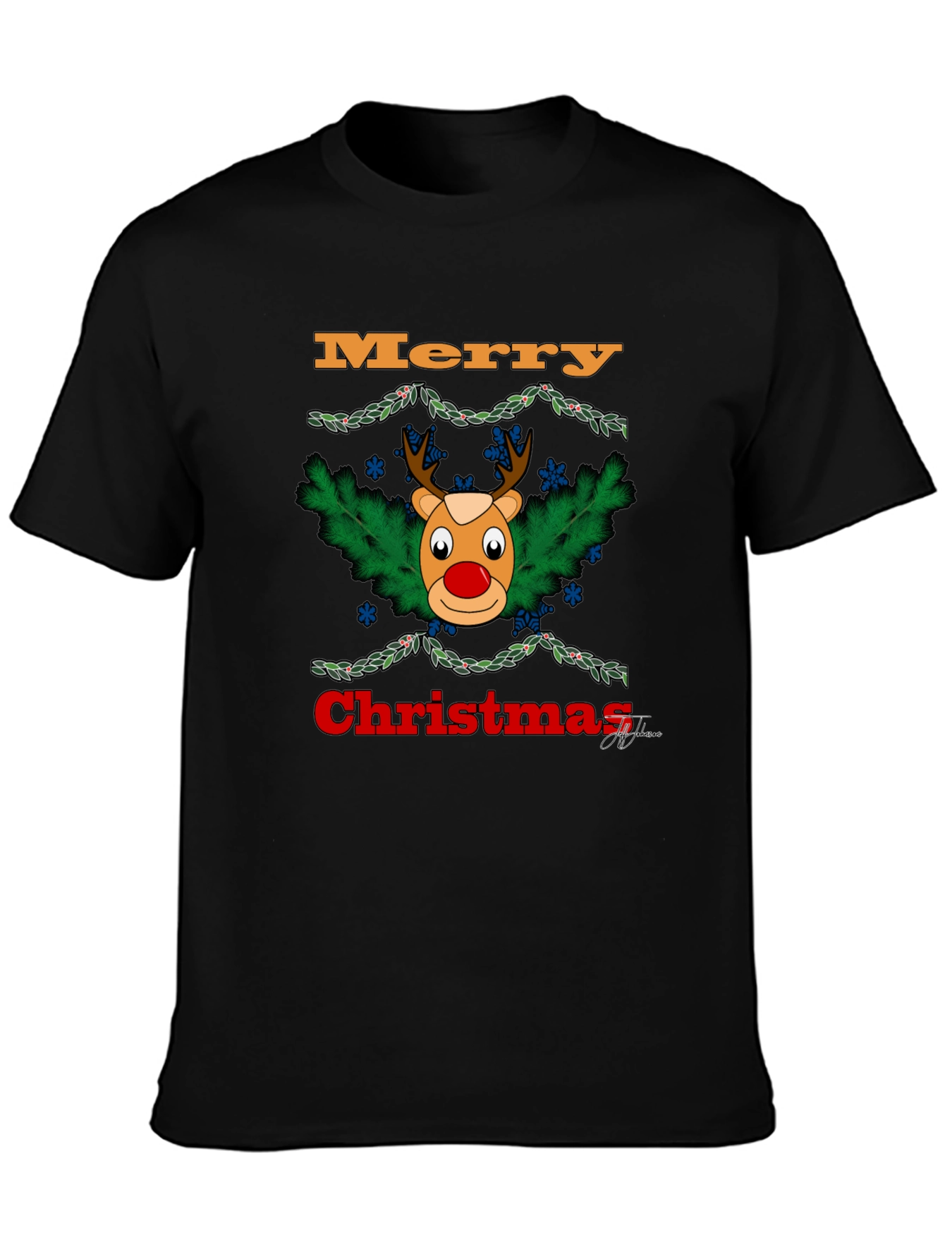 Festive Christmas Reindeer Graphic T-Shirt