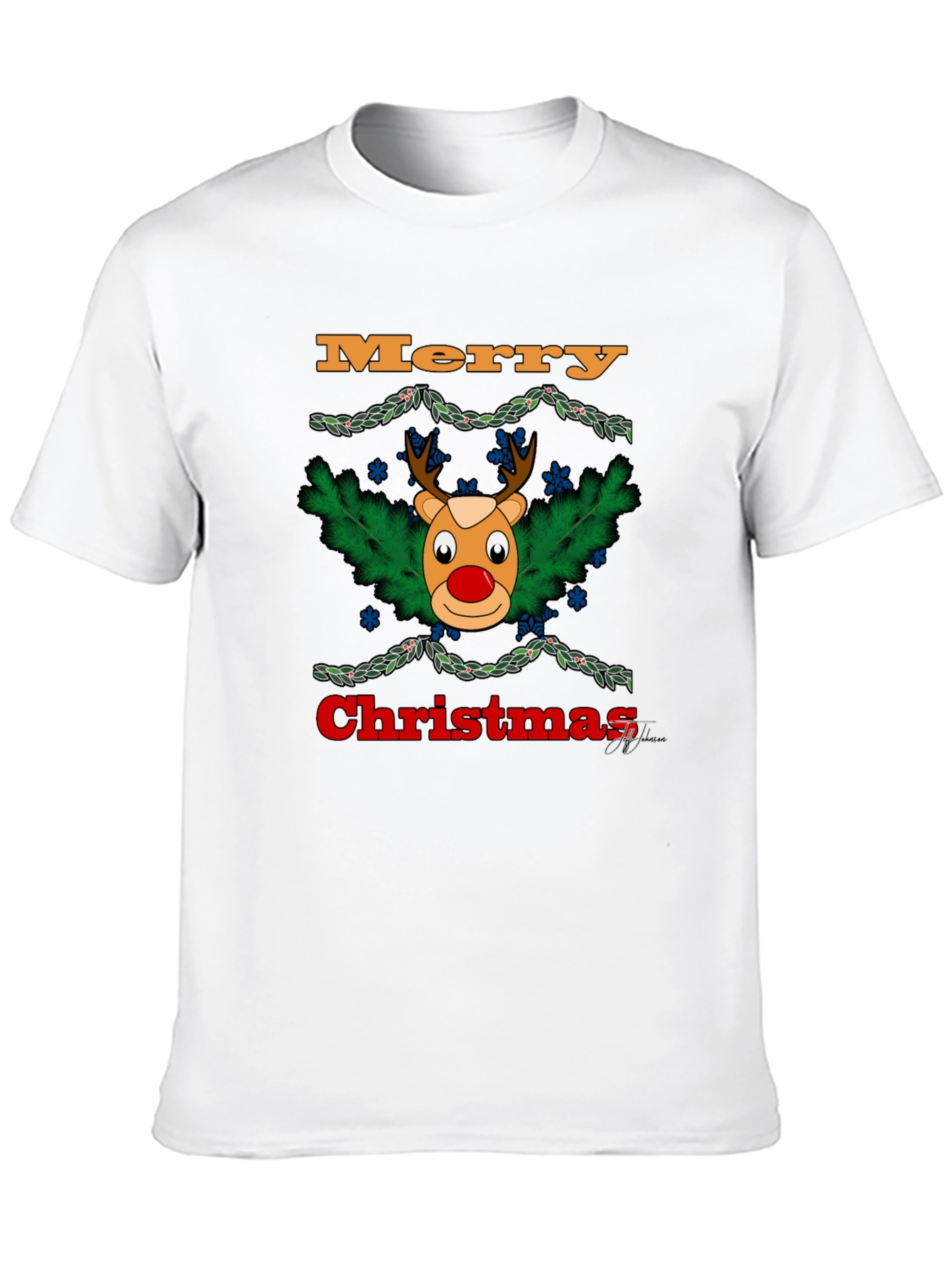 Festive Christmas Reindeer Graphic T-Shirt