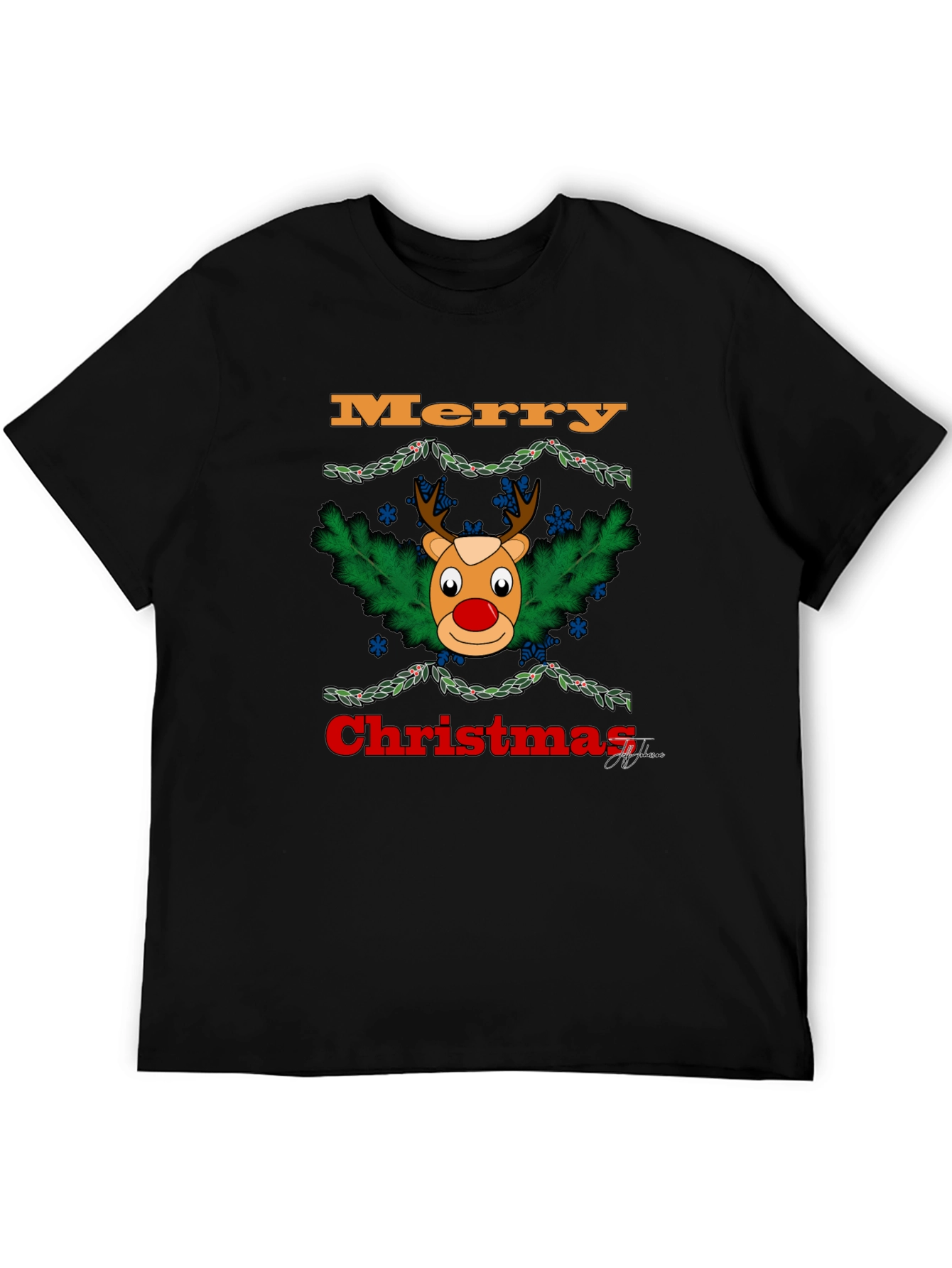 Festive Christmas Reindeer Graphic T-Shirt
