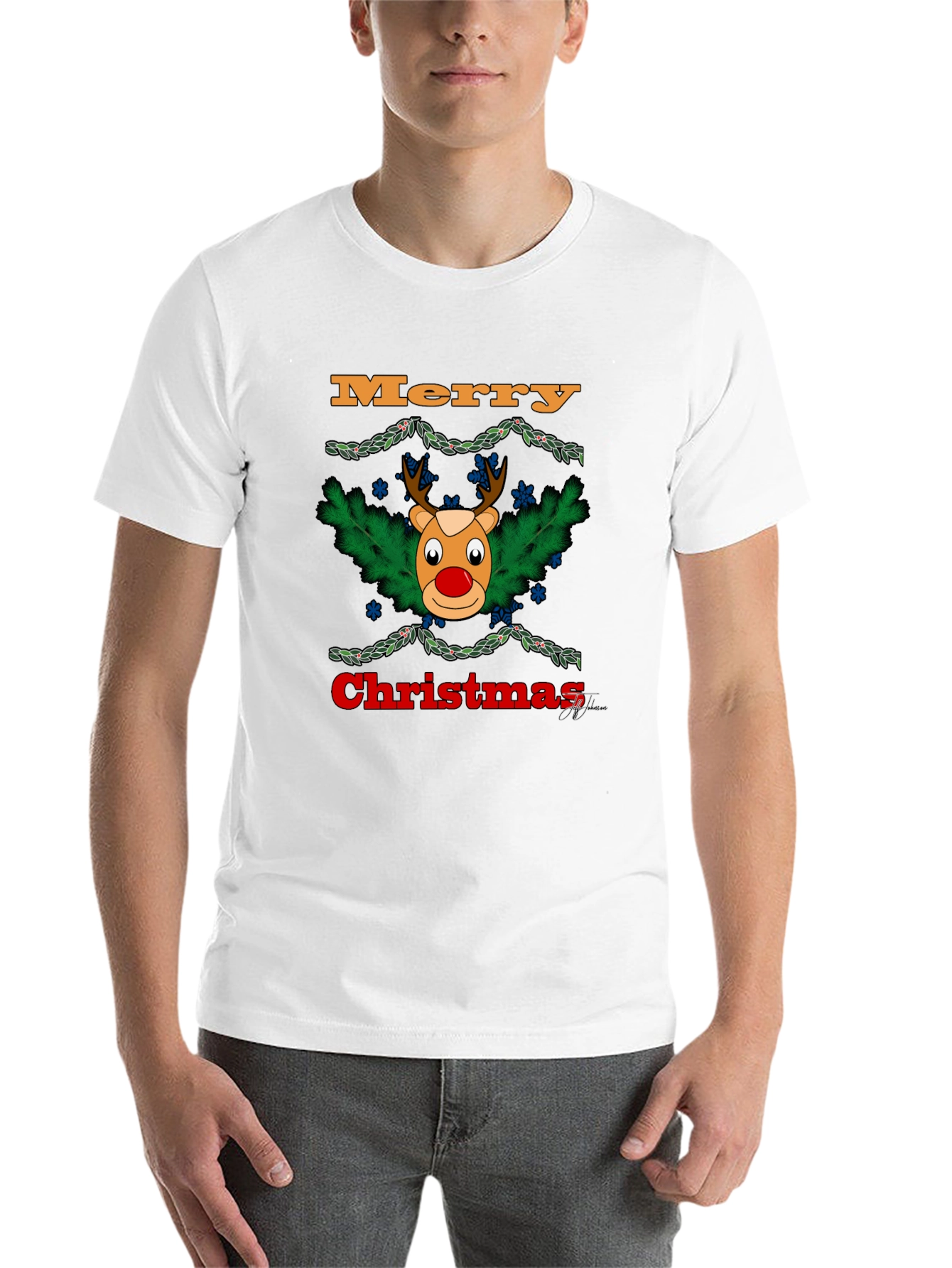 Festive Christmas Reindeer Graphic T-Shirt