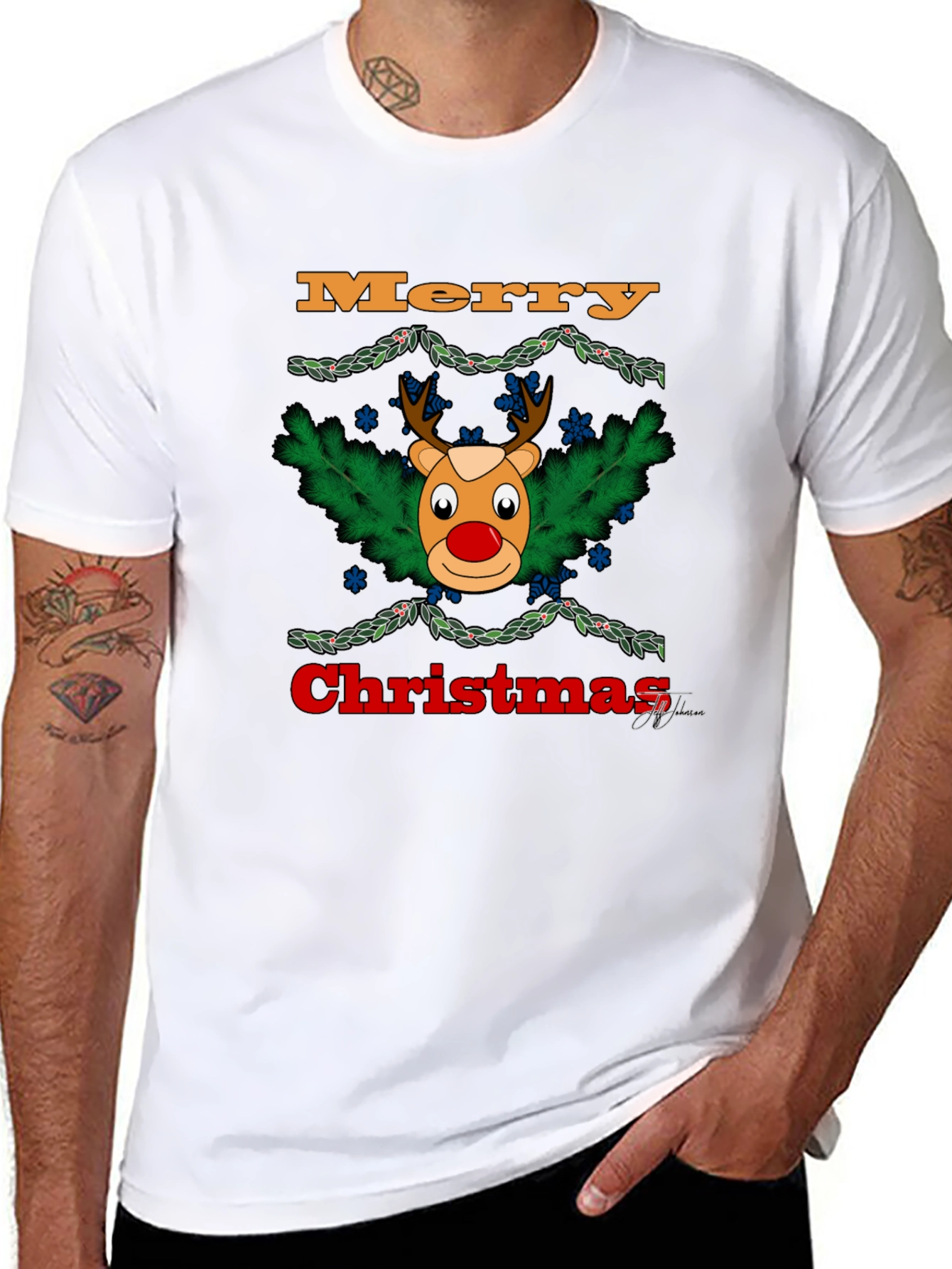 Festive Christmas Reindeer Graphic T-Shirt