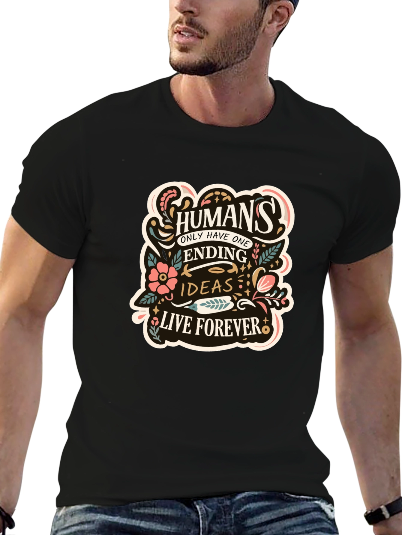 Humans Ending Ideas Forever Black Graphic Tee