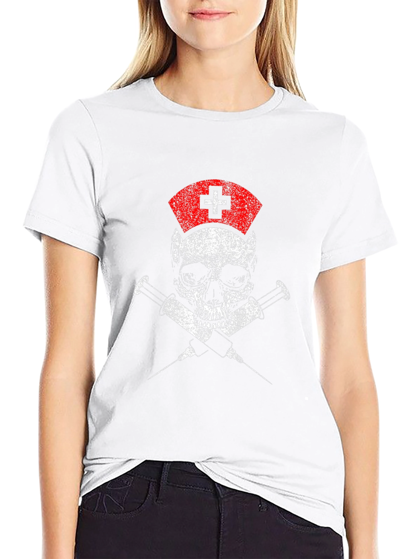 Skull Nurse Graphic T-Shirt