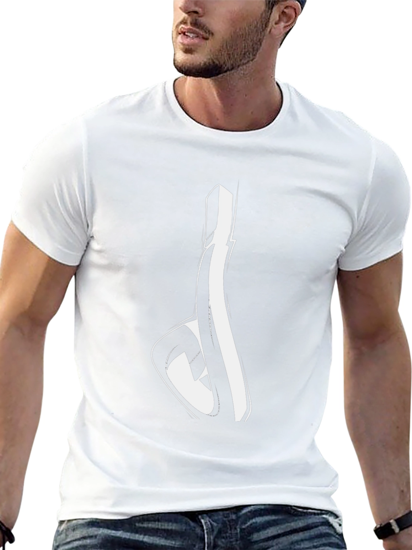 Abstract Line Art Graphic Black T-Shirt