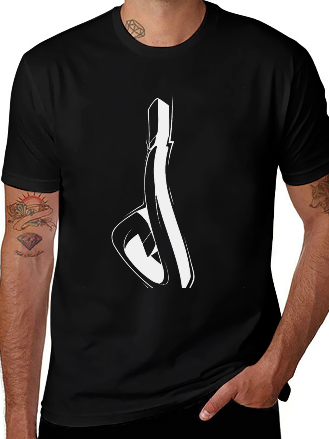 Abstract Line Art Graphic Black T-Shirt