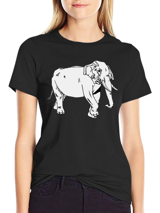 Elephant Graphic Print T-Shirt - Casual Black Tee