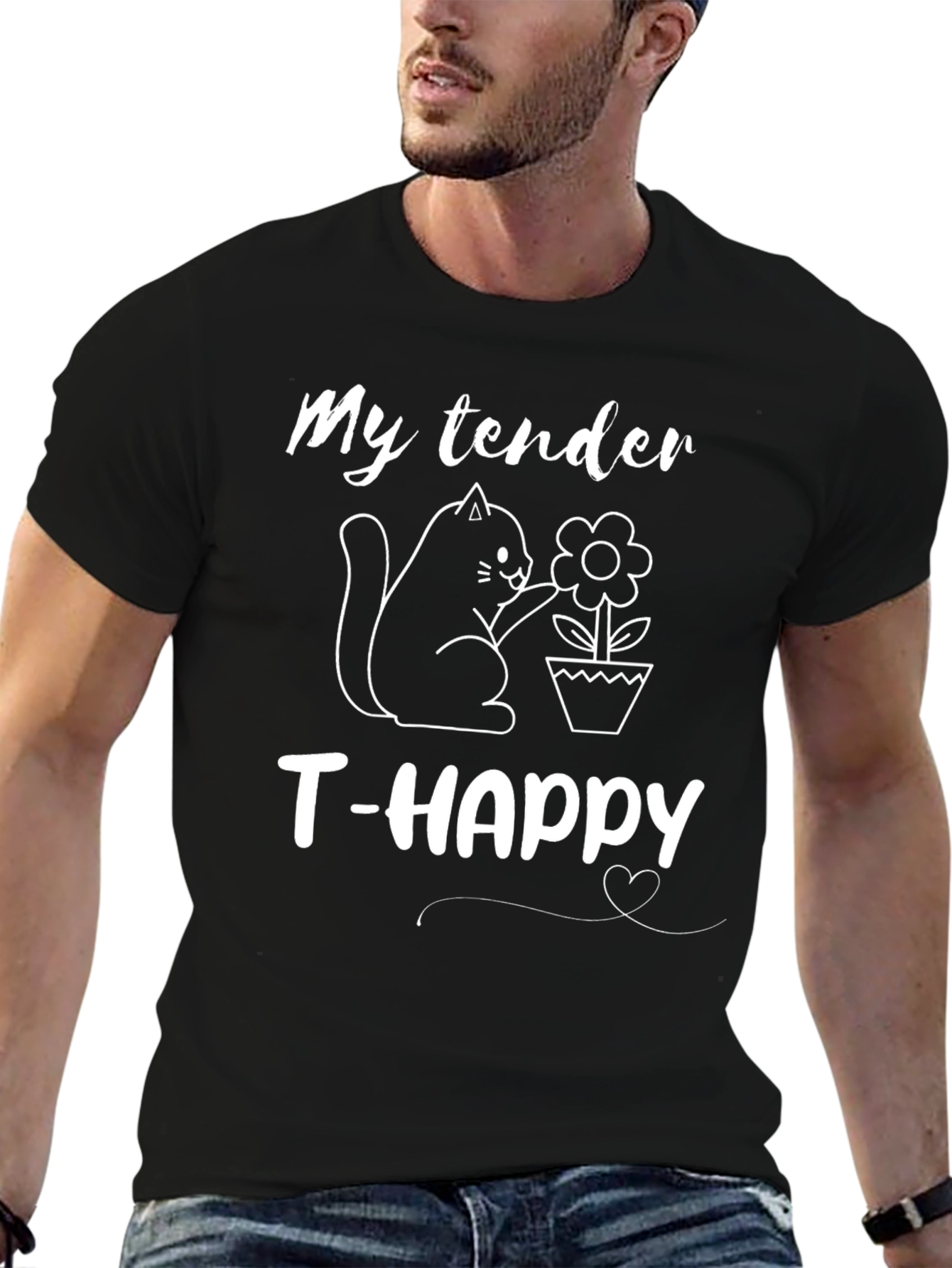 My Tender T-Happy Cat Lovers Black T-Shirt