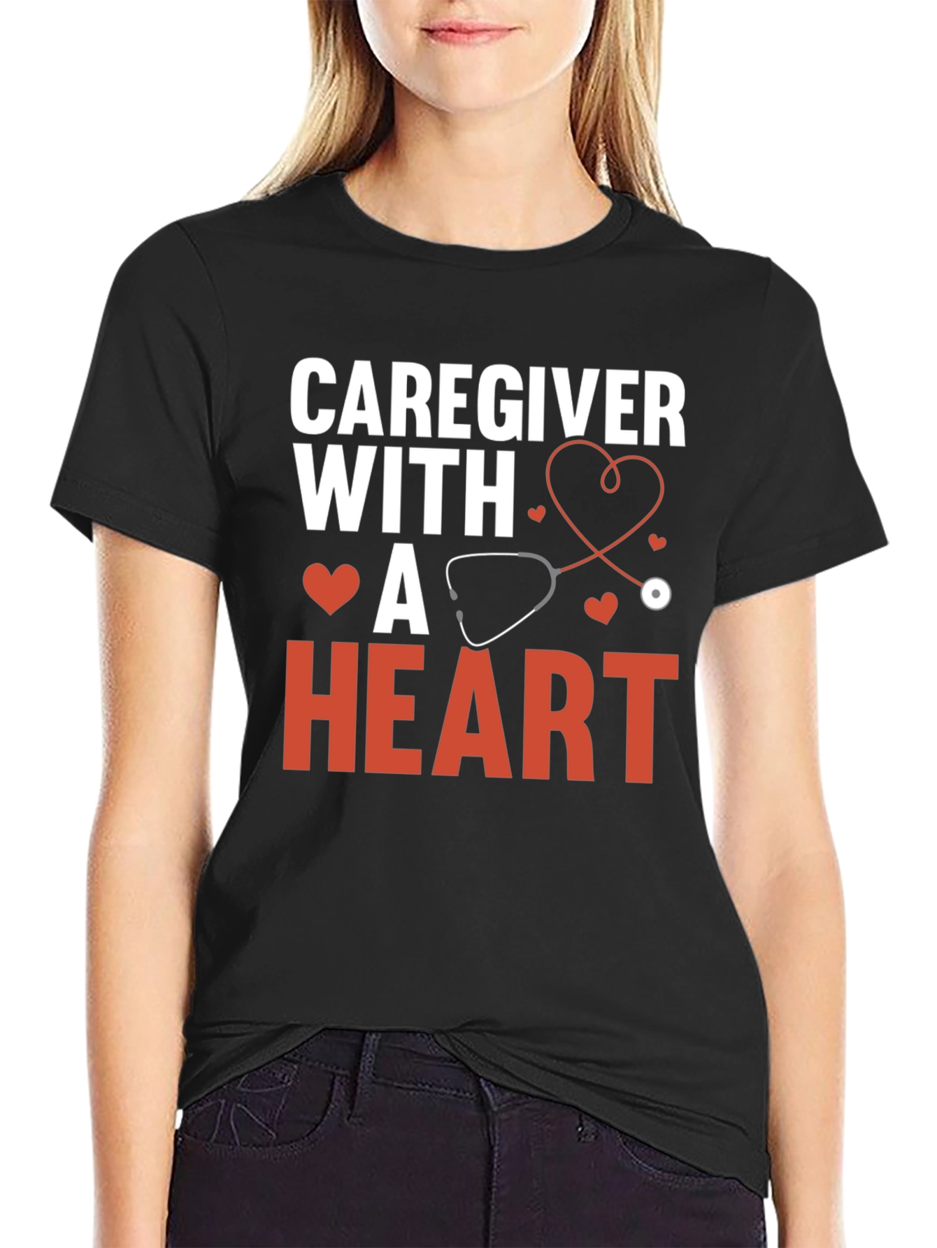 Caregiver With a Heart Graphic Tee