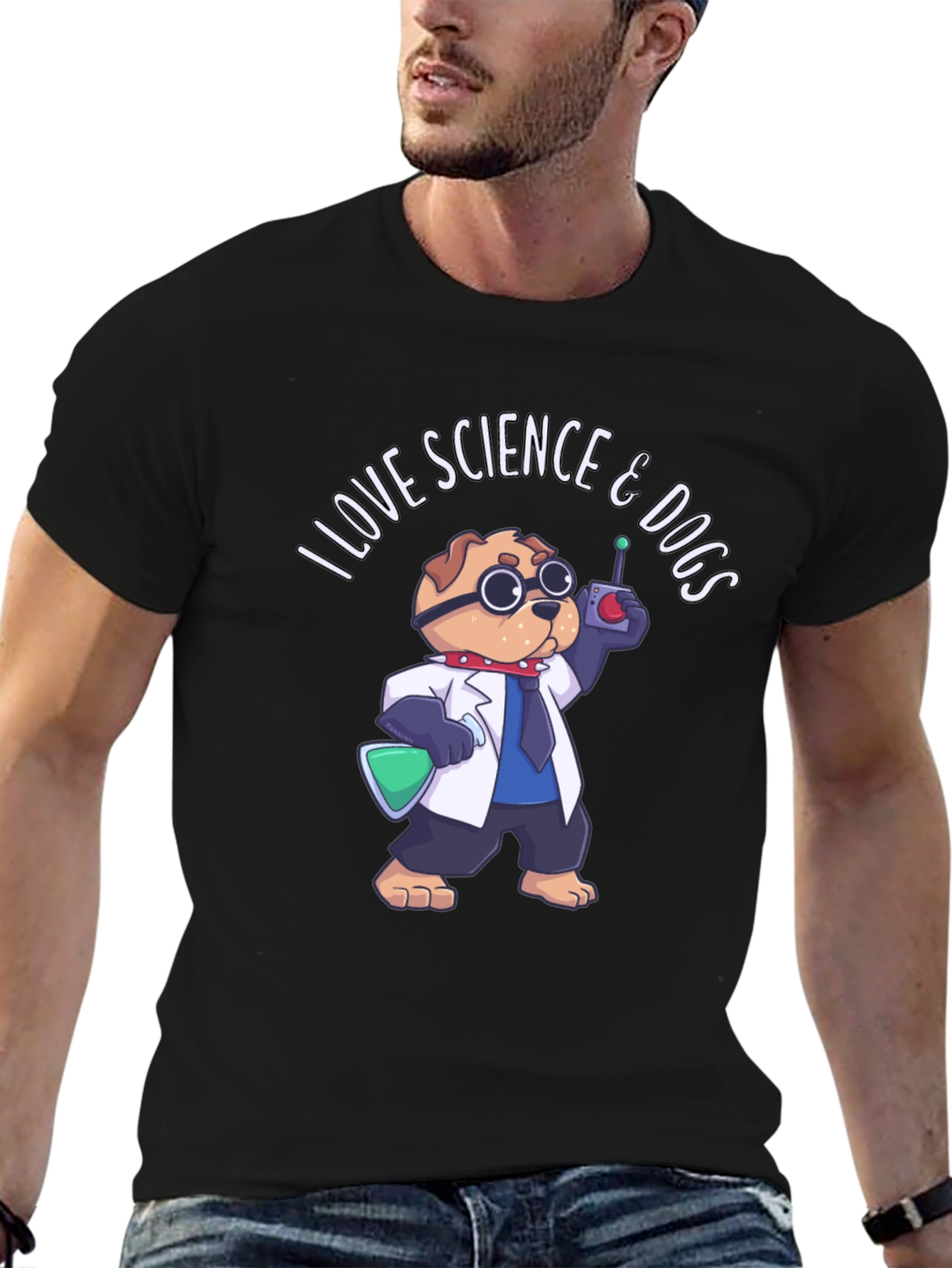 Science & Dogs T-Shirt - Black Cotton Tee