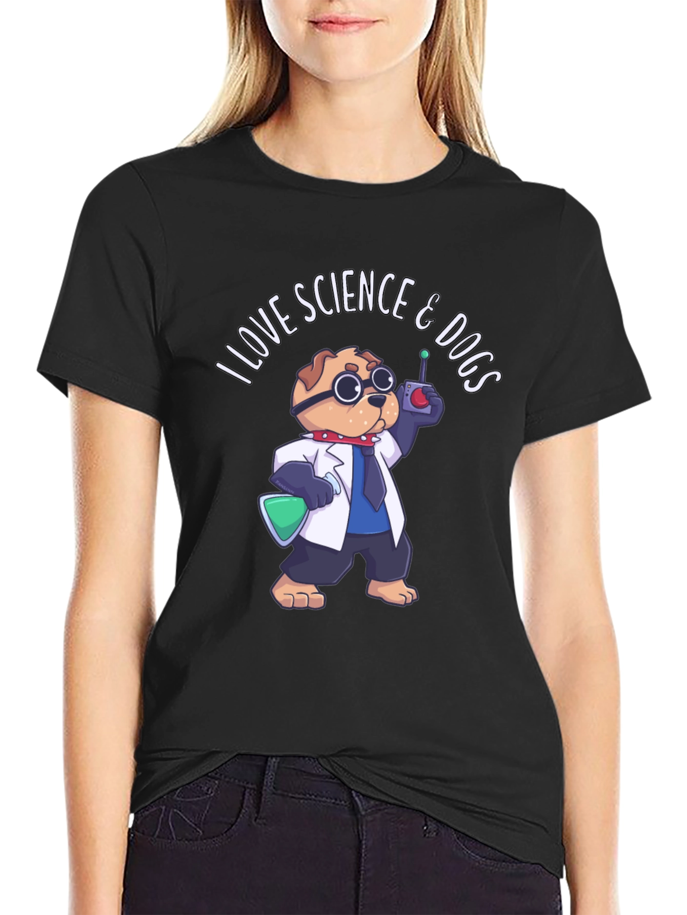 Science & Dogs T-Shirt - Black Cotton Tee
