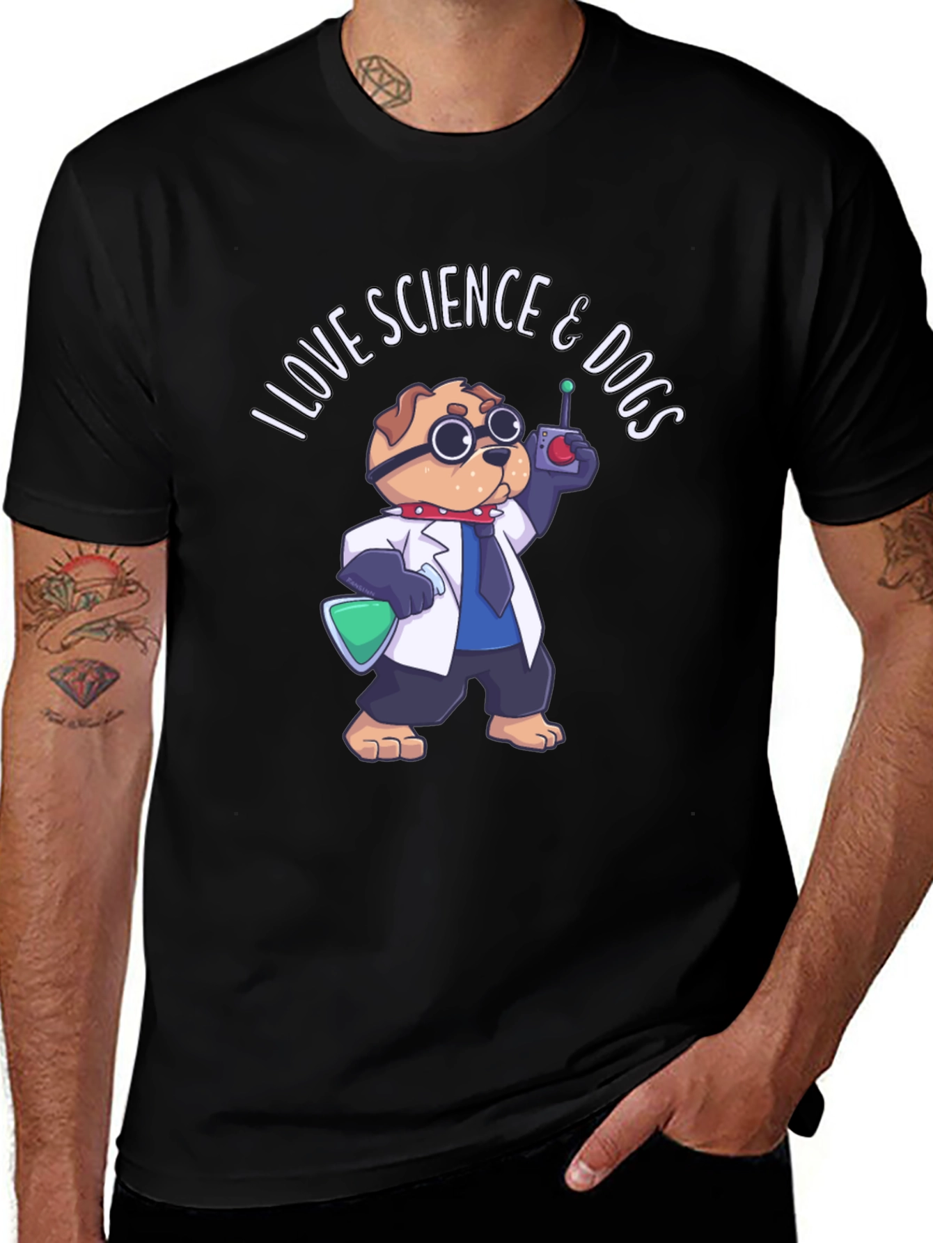 Science & Dogs T-Shirt - Black Cotton Tee
