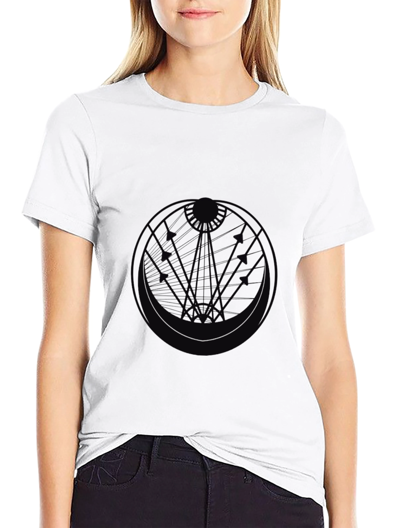 Tower Silhouette Graphic Tee - Black Cotton Blend