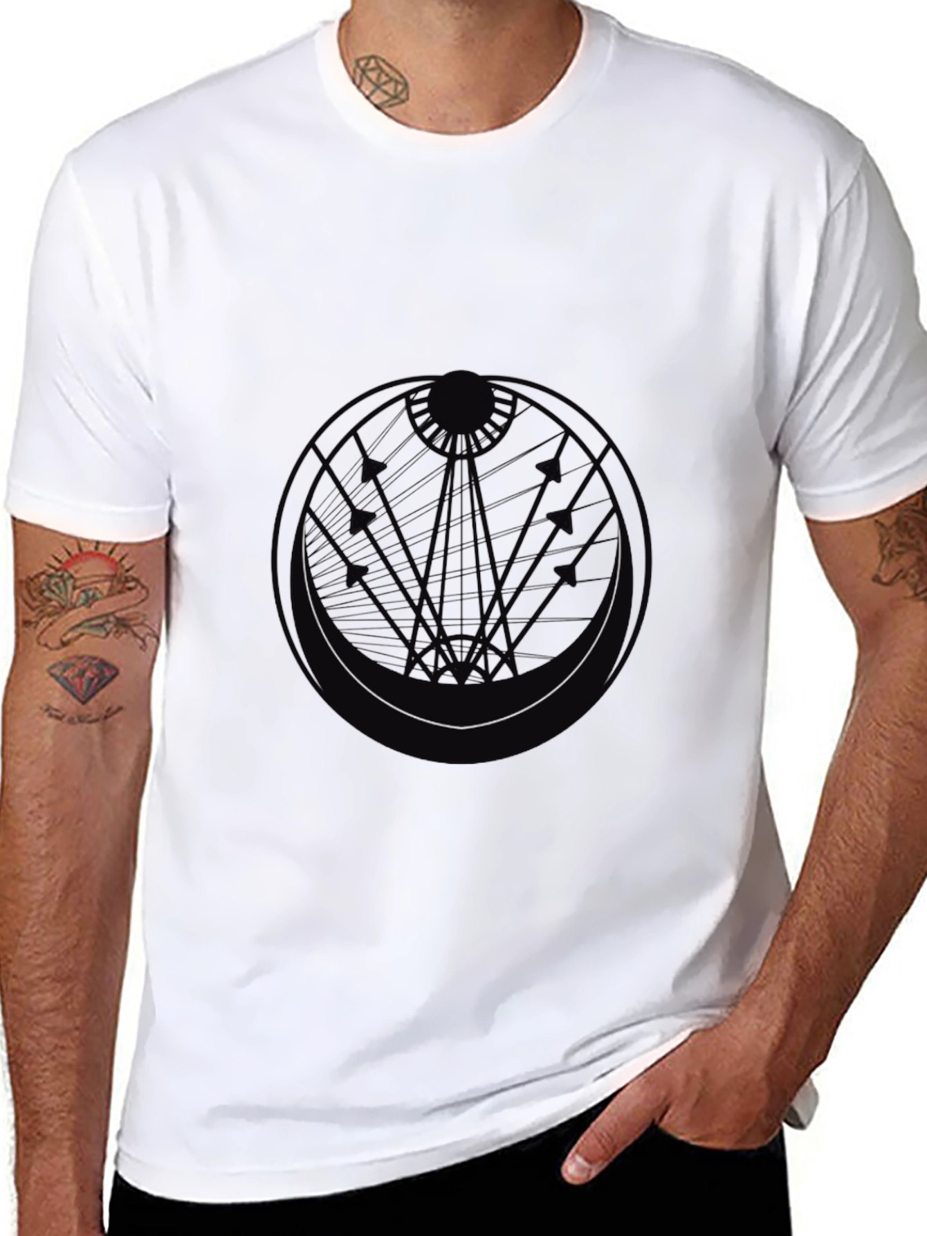 Tower Silhouette Graphic Tee - Black Cotton Blend