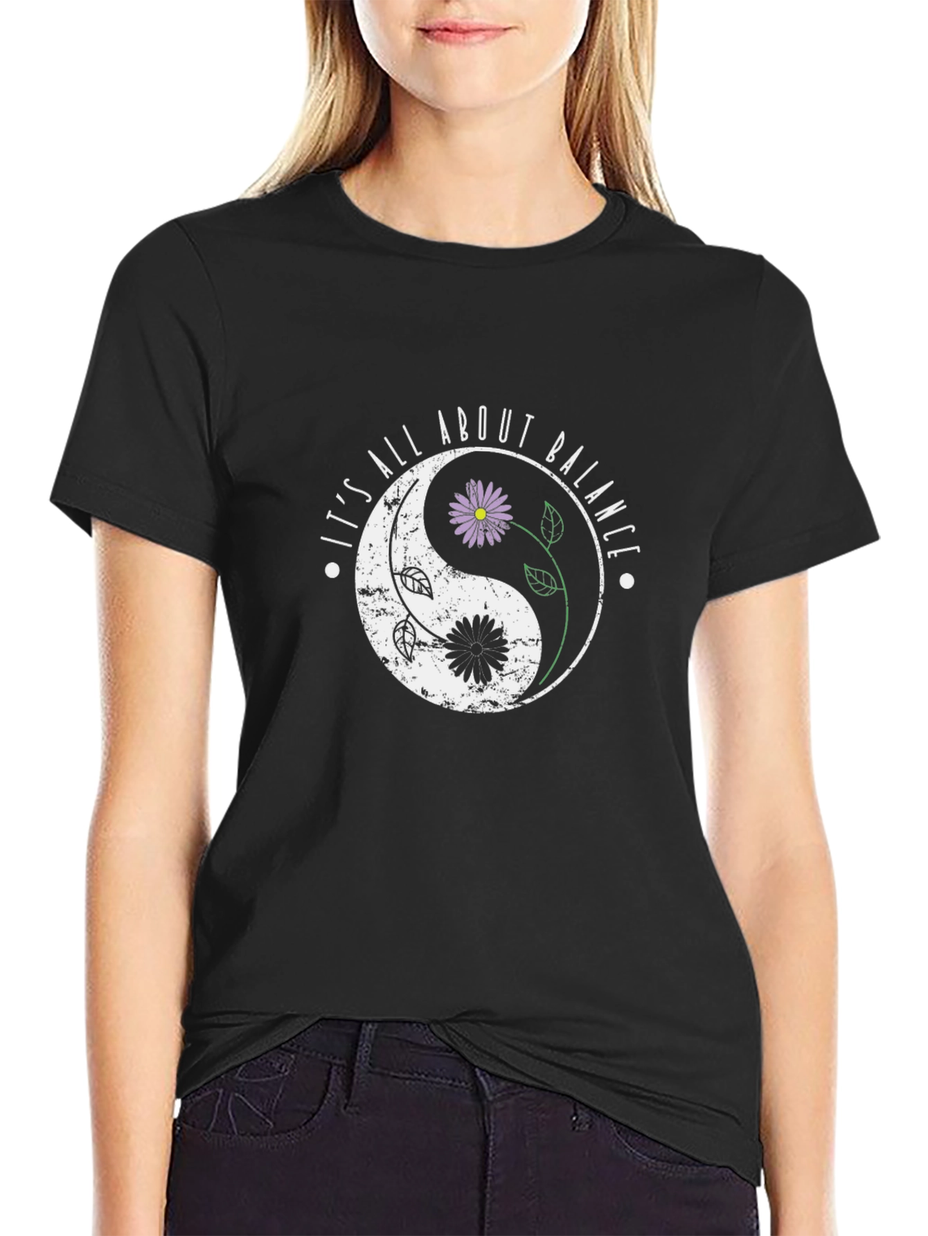 Yin Yang Flower Balance T-Shirt