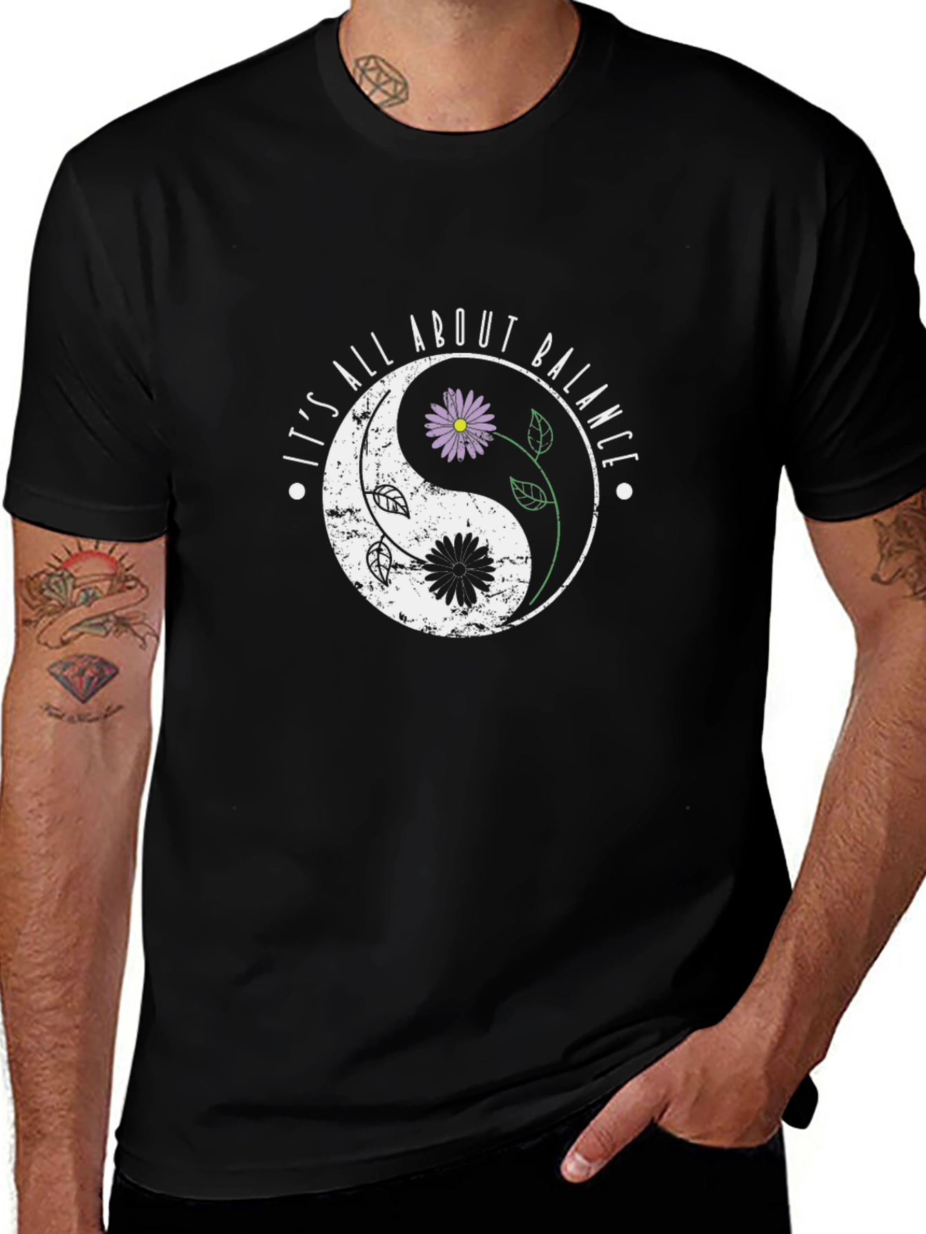 Yin Yang Flower Balance T-Shirt