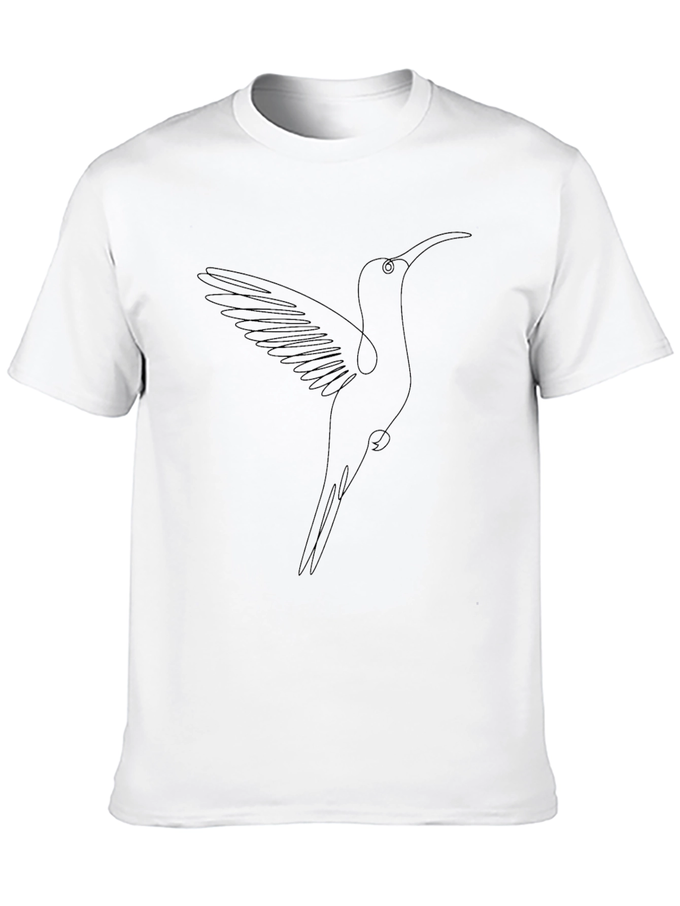 Hummingbird Line Art Black T-Shirt