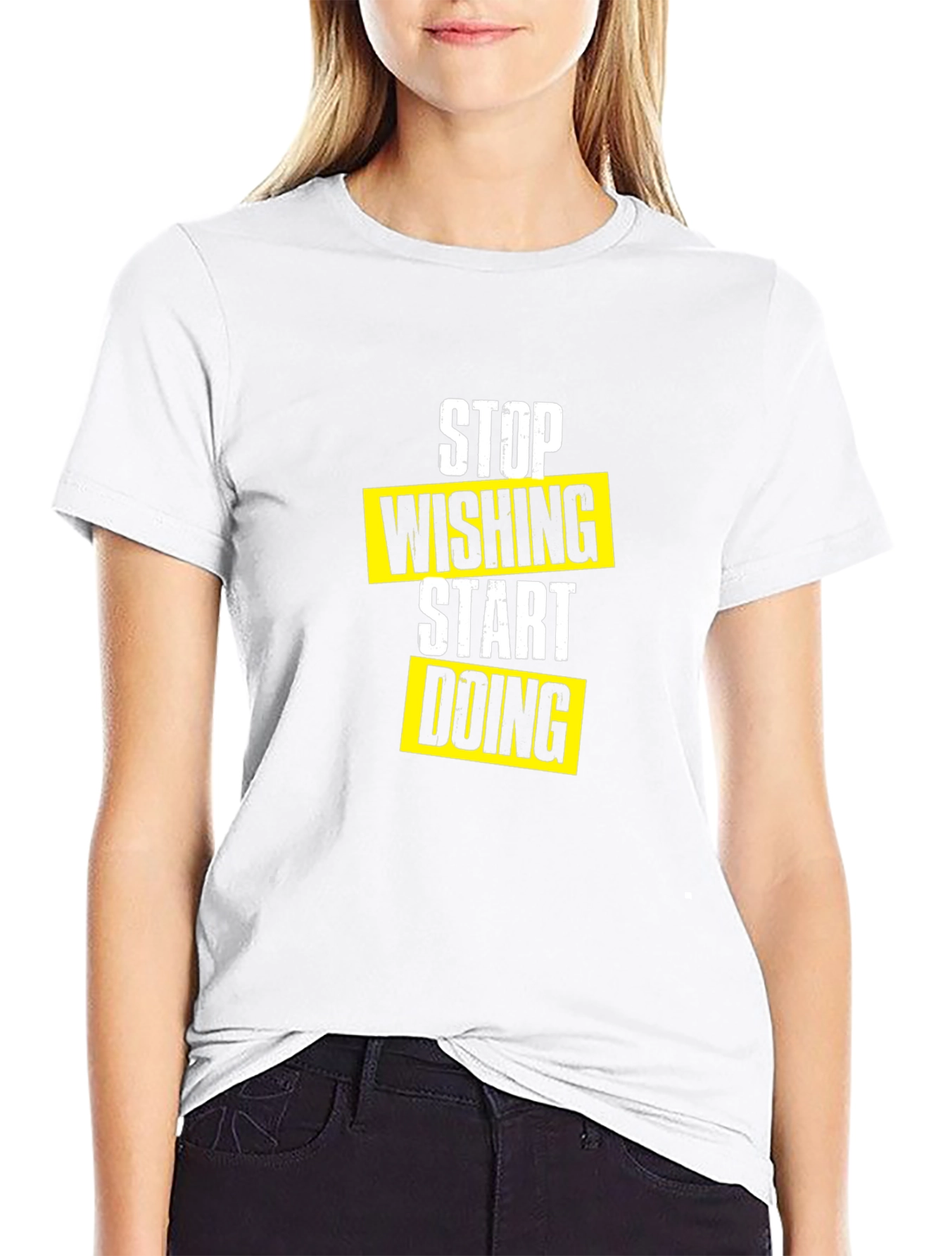 Stop Wishing Start Doing Black Graphic Tee