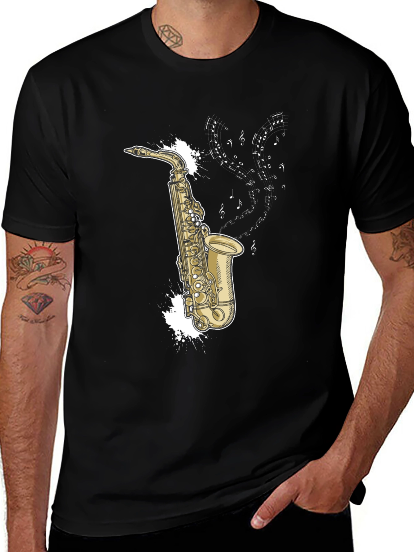 Saxophone Music T-Shirt - Black Graphic Tee
