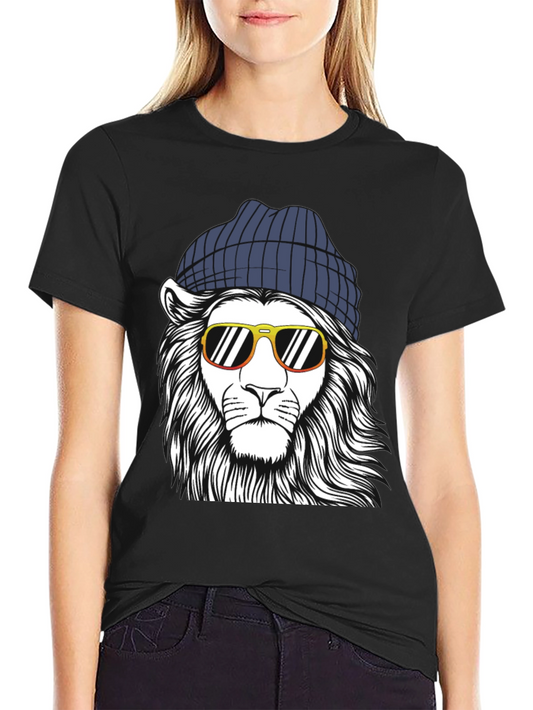 Cool Lion Graphic Tee - Black Cotton Shirt