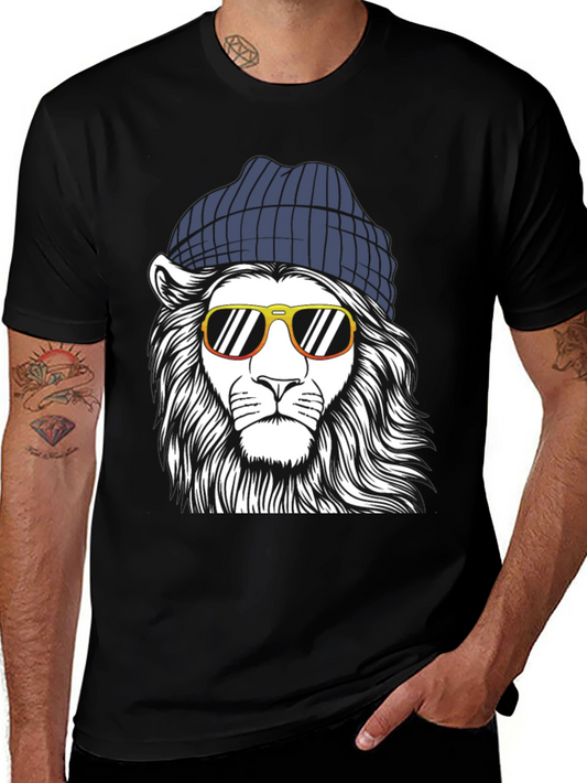 Cool Lion Graphic Tee - Black Cotton Shirt
