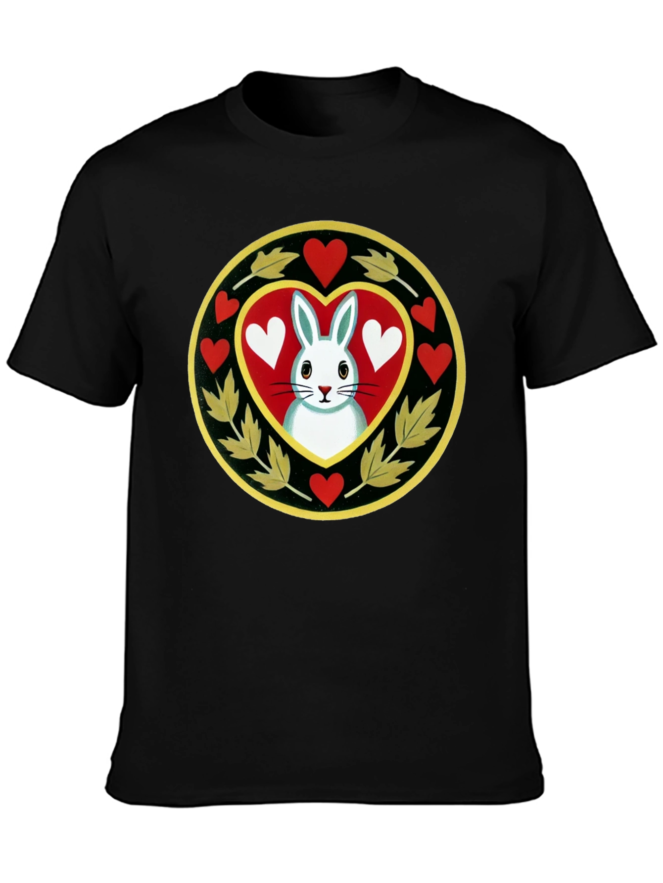 Rabbit Heart T-Shirt - Black Cotton Tee