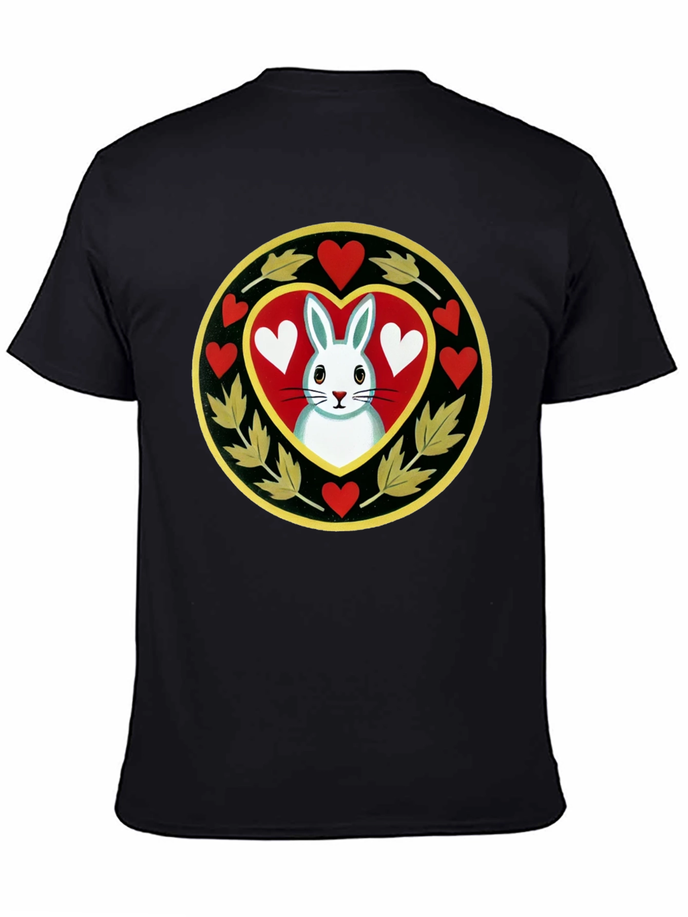 Rabbit Heart T-Shirt - Black Cotton Tee