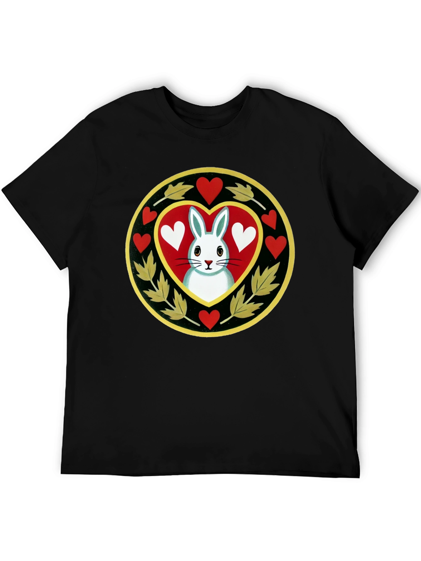 Rabbit Heart T-Shirt - Black Cotton Tee