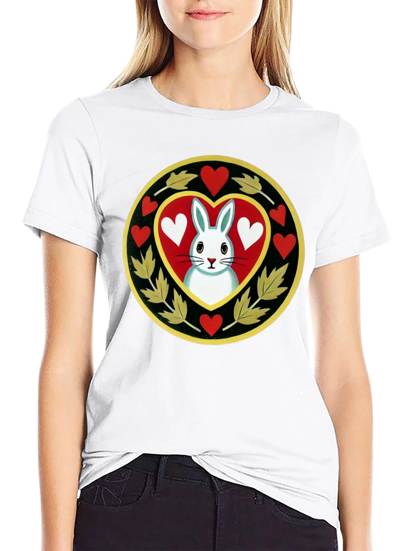 Rabbit Heart T-Shirt - Black Cotton Tee
