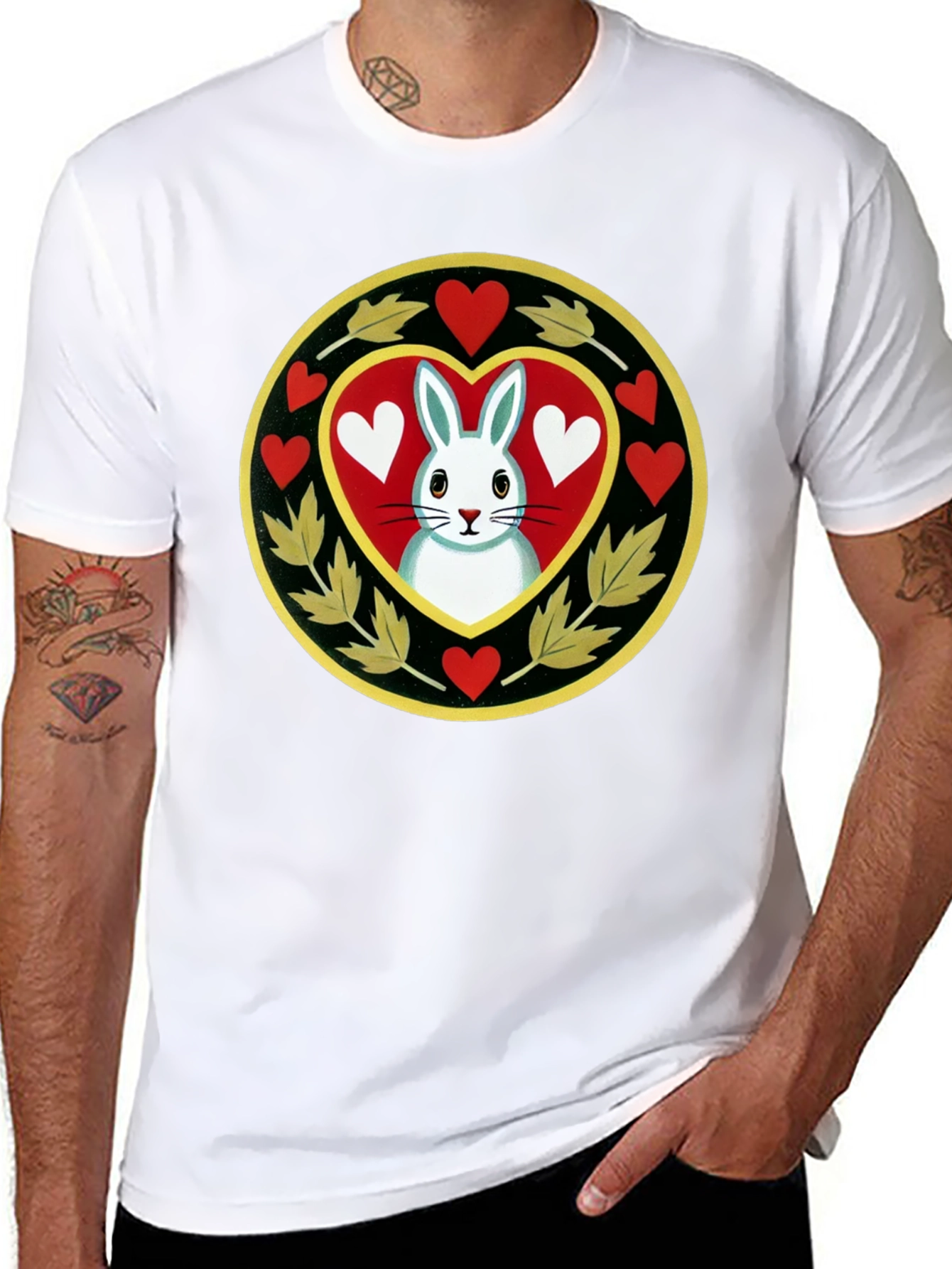 Rabbit Heart T-Shirt - Black Cotton Tee