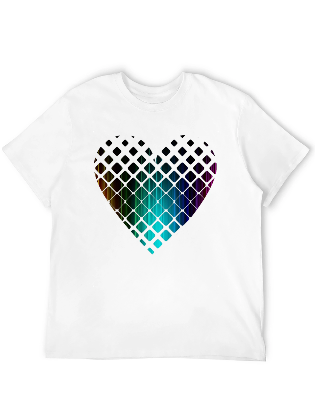 Rainbow Heart T-Shirt - Geometric Pixel Design