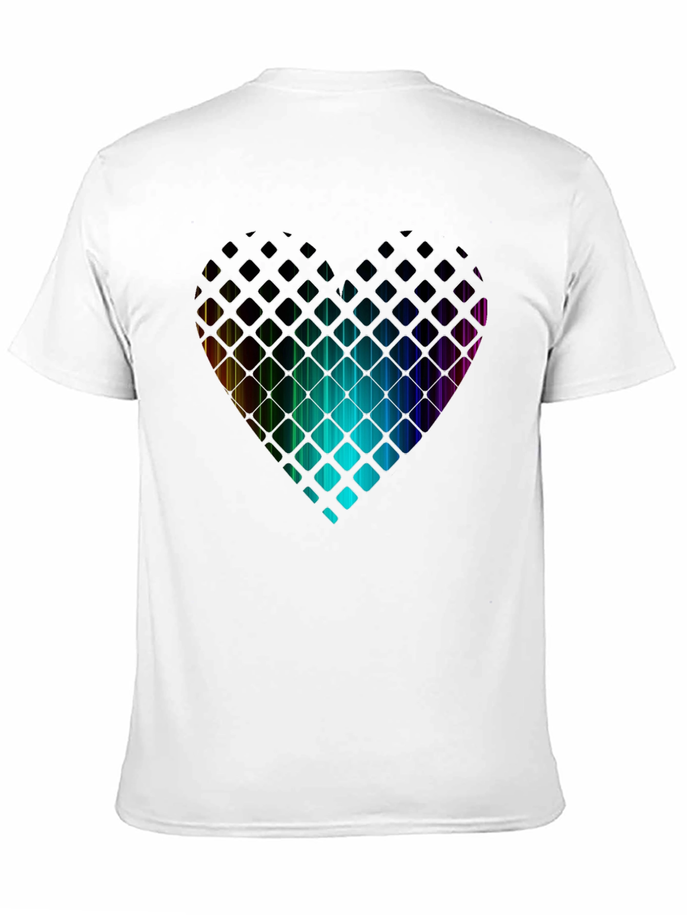 Rainbow Heart T-Shirt - Geometric Pixel Design