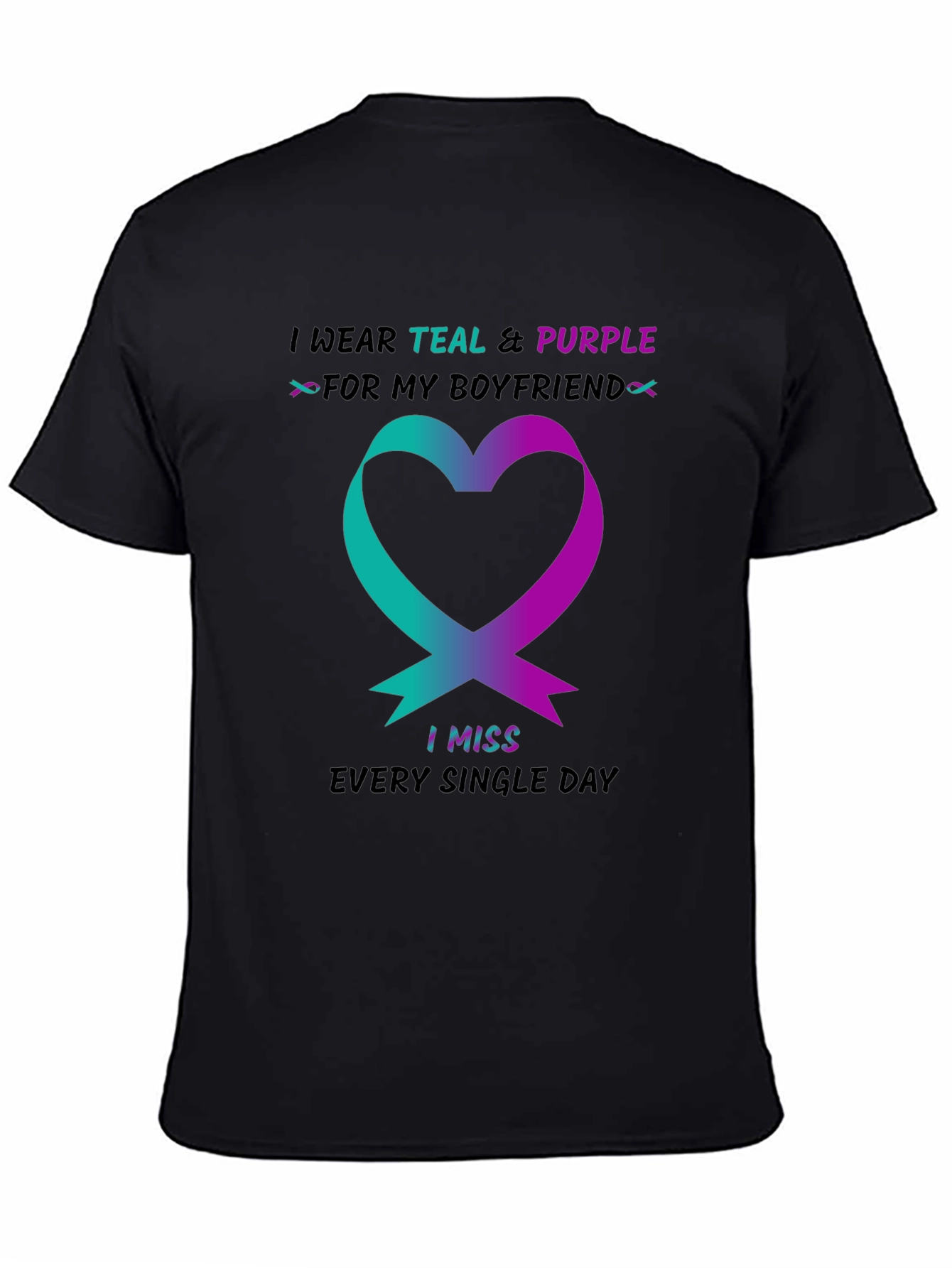 Teal and Purple Ribbon Boyfriend Memorial T-Shirt