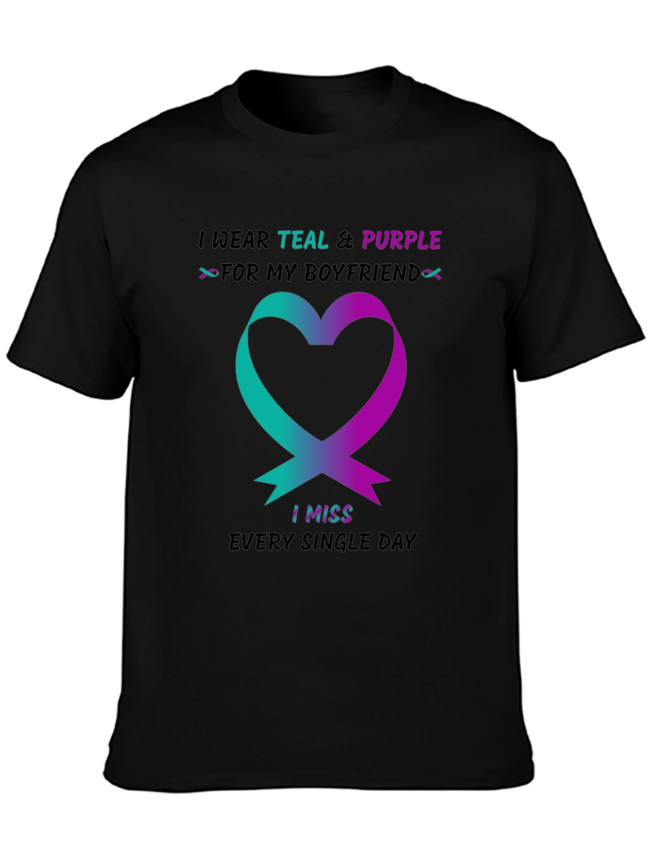 Teal and Purple Ribbon Boyfriend Memorial T-Shirt