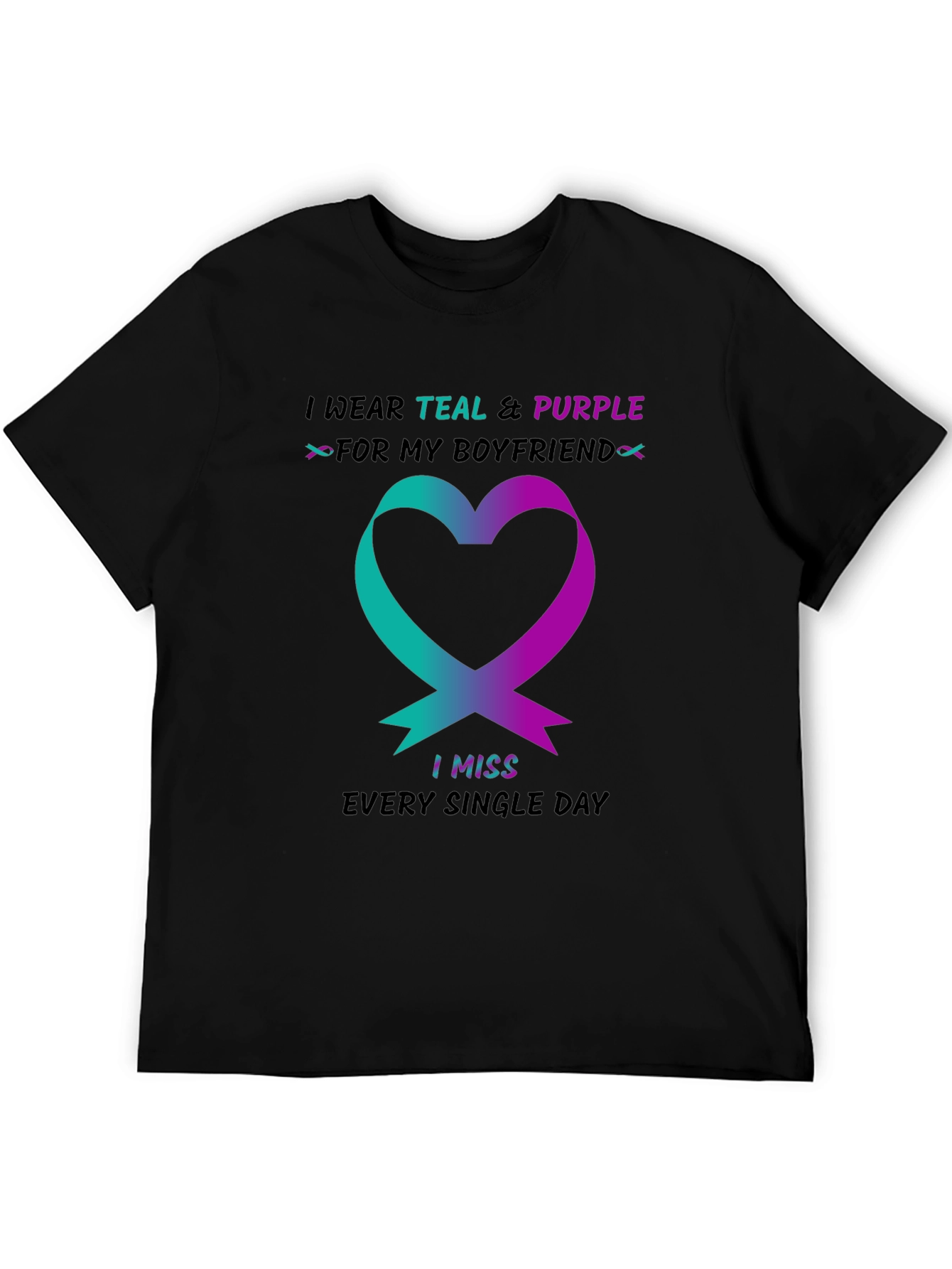 Teal and Purple Ribbon Boyfriend Memorial T-Shirt