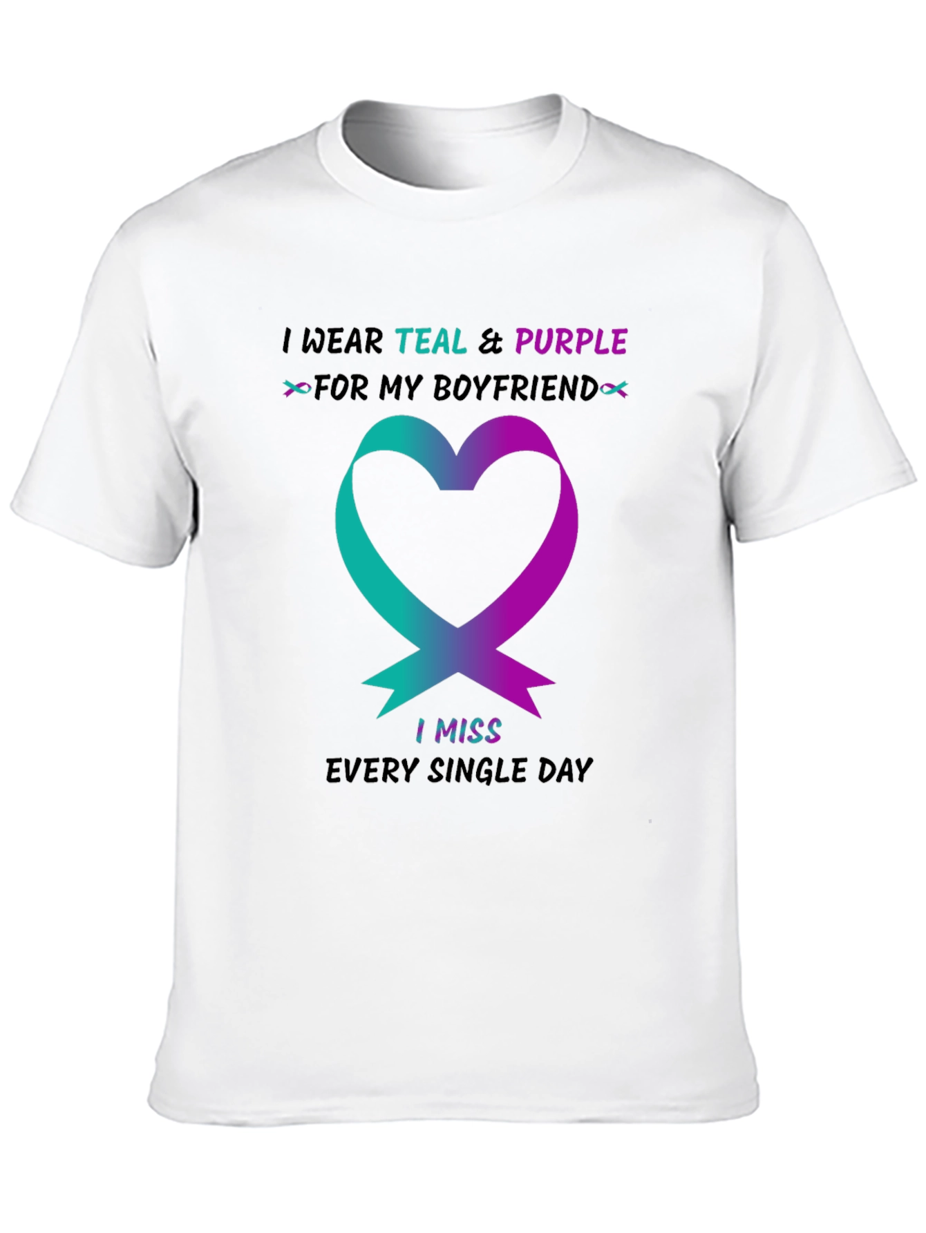 Teal and Purple Ribbon Boyfriend Memorial T-Shirt