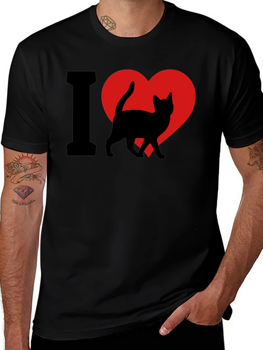 I Heart Cats T-Shirt - Black Cat Lover Tee