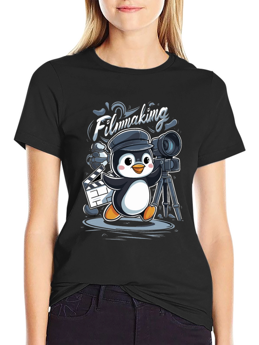 Filmmaking Penguin Graphic T-Shirt