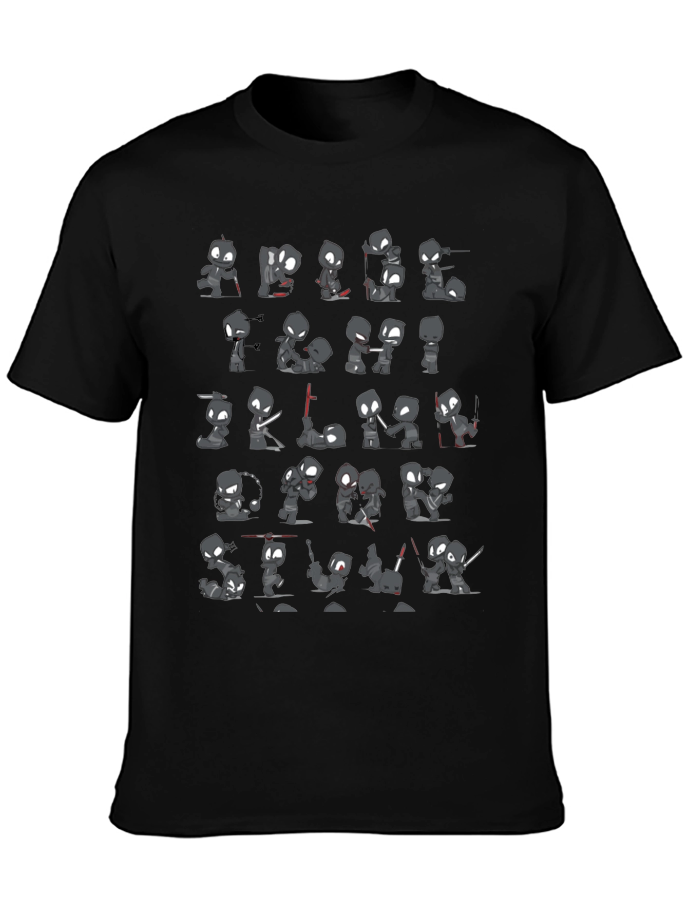 Ninja Stick Figures Black T-Shirt