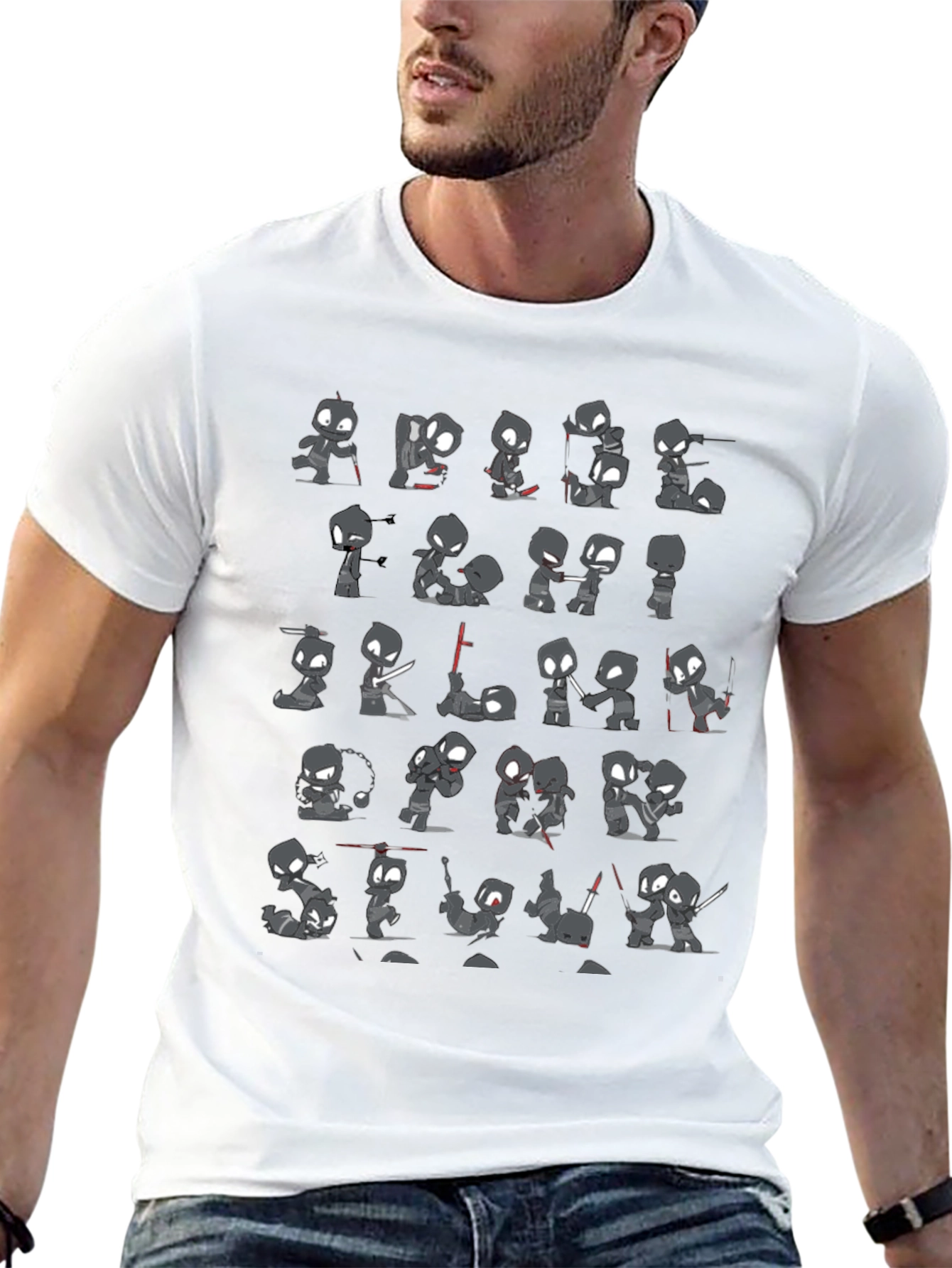 Ninja Stick Figures Black T-Shirt