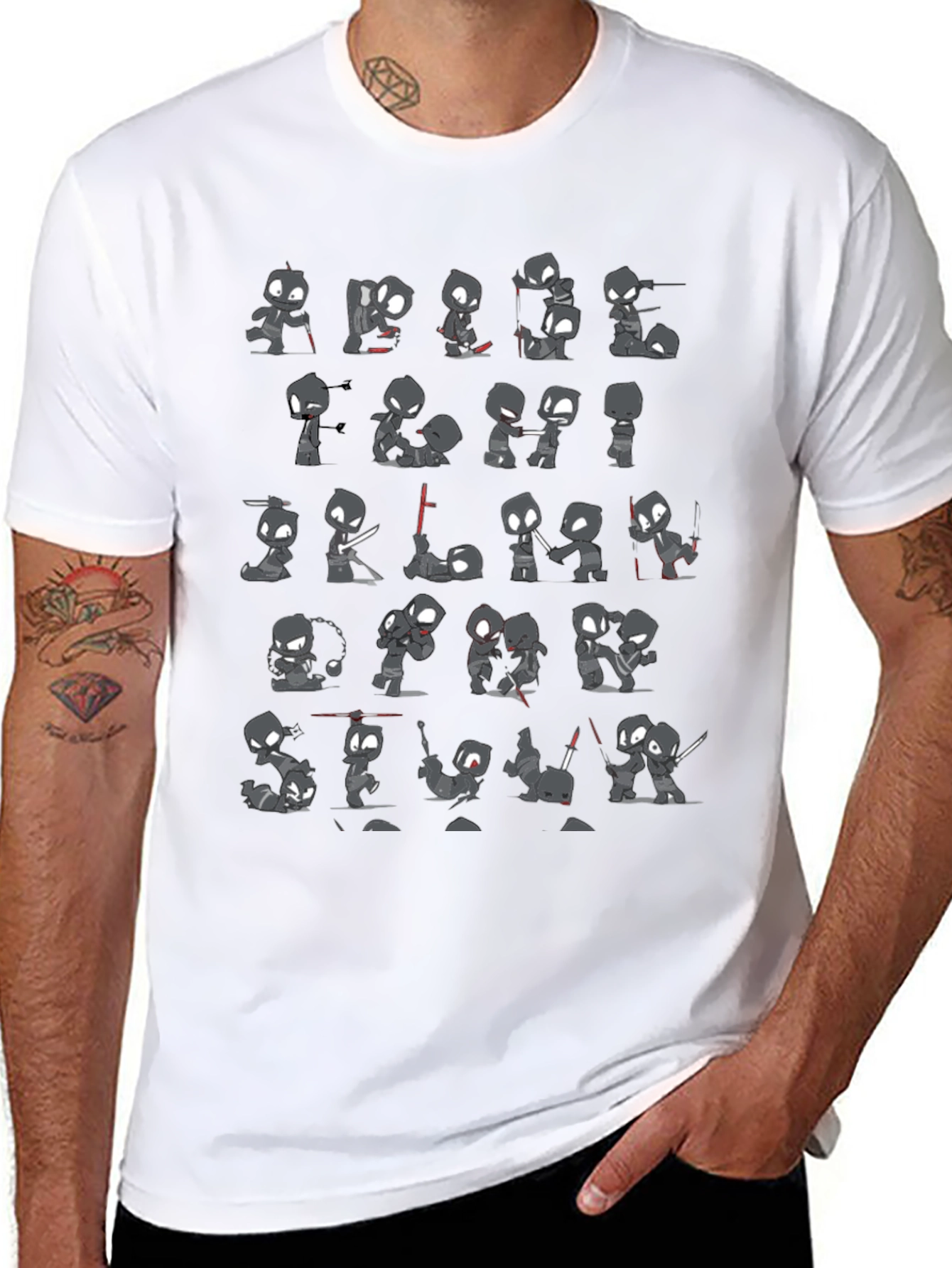 Ninja Stick Figures Black T-Shirt